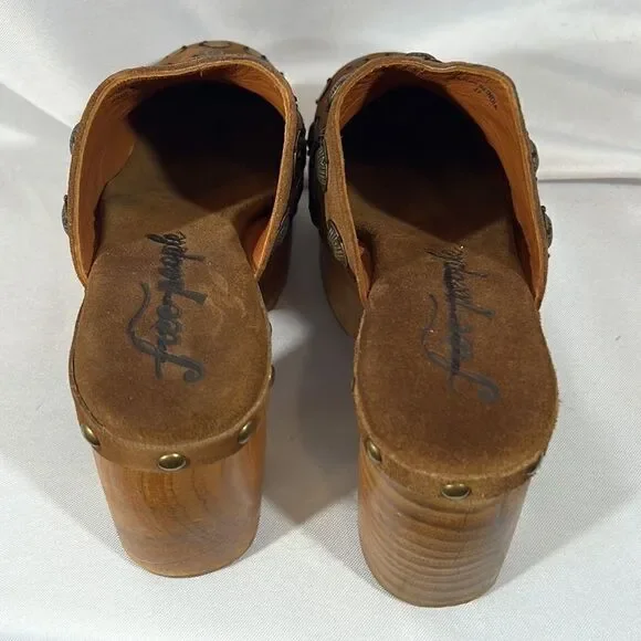 FREE PEOPLE CLAUDIA CLOGS NEW BROWN LEATHER